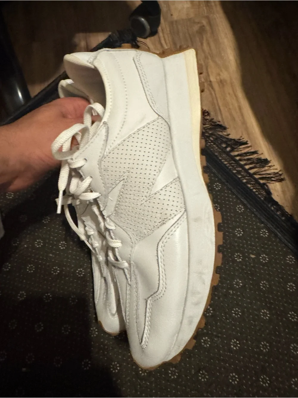 New Balance Women's White Sneakers with Gum Soles